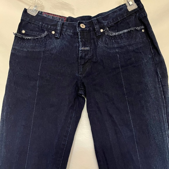 Marithe Francois Girbaud Womens Jeans Size 29 Boot Leg Frayed Pockets Creased - Picture 4 of 12